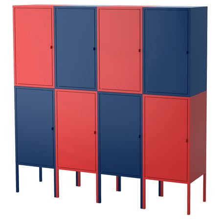 Комбинация для хранения, темно-синий/красный 140x142 см IKEA ЛИКСГУЛЬТ 092.489.21