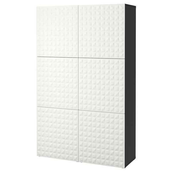 Комбинация для хранения с дверцами БЕСТО, черно-коричневый, Дьюпвикен белый (120x40x192 см) - фото 1