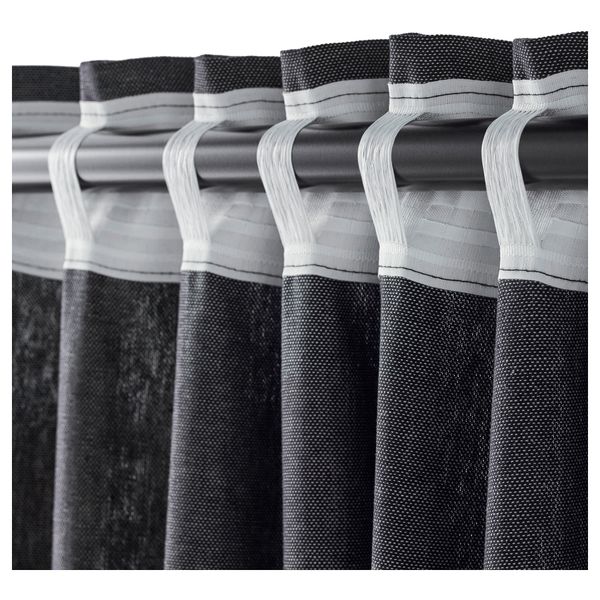 Гардины с прихватом, 1 пара ИНГЕРТ, темно-серый (145x300 см) - фото 3