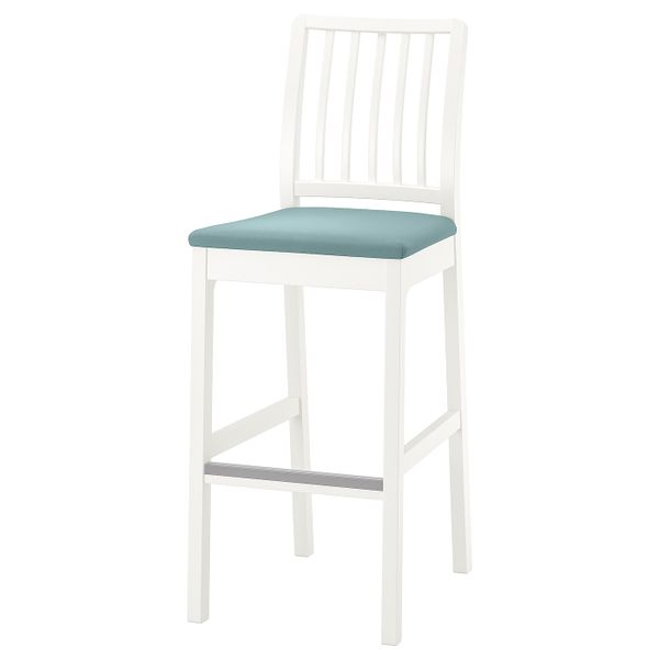 Стул барный, белый/Хакебу светлая бирюза 75 см IKEA EKEDALEN ЭКЕДАЛЕН 694.294.43 - фото 1