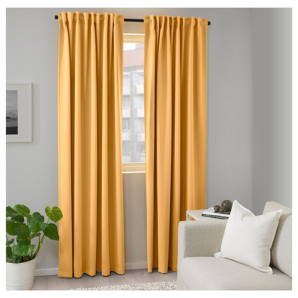 Затемняющие гардины, 2 шт., желтый 145x300 см IKEA MAJGULL МАЙГУЛЛ 304.177.90 - схема-чертеж с размерами