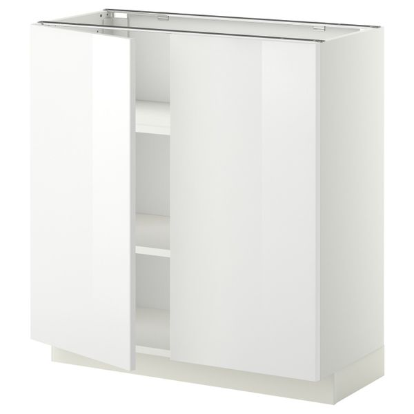 Напольный шкаф с полками/2двери, белый/Рингульт белый 80x37 см IKEA METOD МЕТОД 892.236.53 - схема-чертеж с размерами