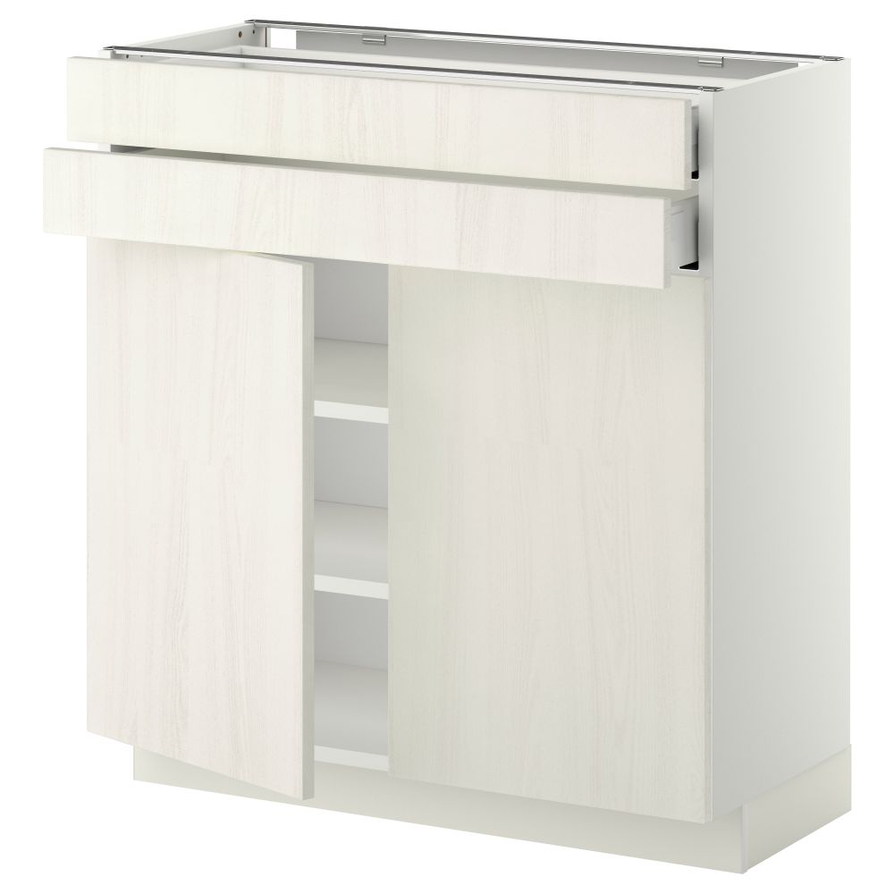 Напольный шкаф, 2 дверцы, 2 ящика МЕТОД / МАКСИМЕРА, белый, Росдаль белый - схема-чертеж с размерами