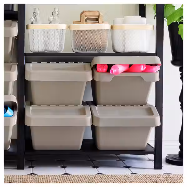 SORTERA Контейнер для сортировки с крышкой - бежевый 37 л - фото 5