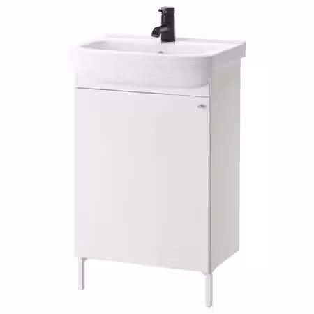 NYSJÖN / BJÖRKÅN Шкаф с дверью/раковина/смеситель - белый 54x40x98 см