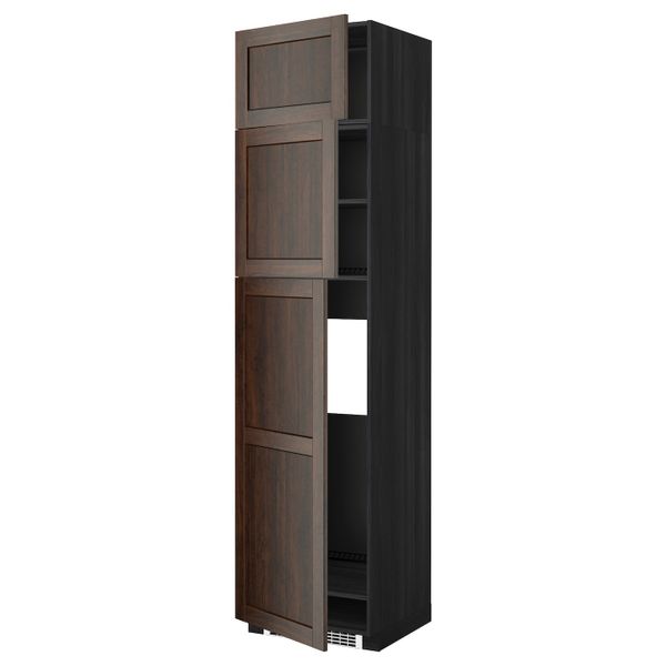 Высокий шкаф для холодильника/3дверцы, черный/Эдсерум коричневый 60x60x240 см IKEA МЕТОД 292.267.96 - схема-чертеж с размерами