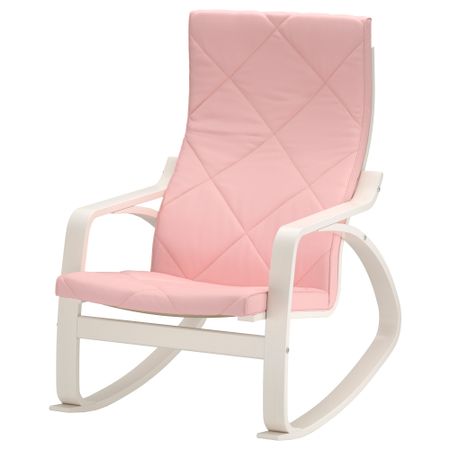 Кресло-качалка ПОЭНГ, белый, Эдум розовый