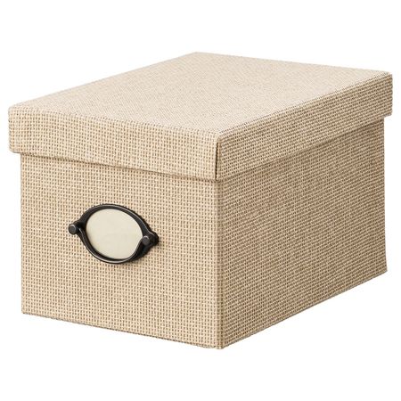 Коробка с крышкой, бежевый 18x25x15 см IKEA KVARNVIK КВАРНВИК 104.668.71