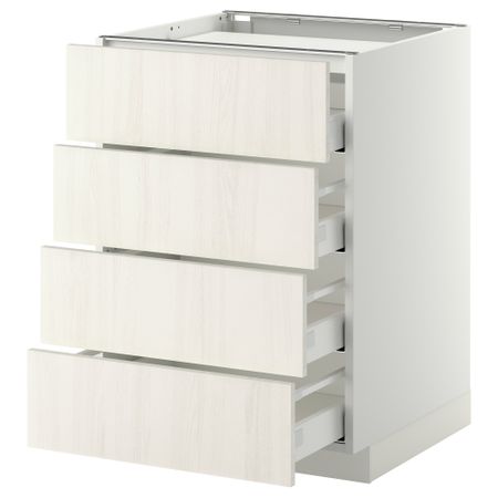 Напольный шкаф, 4 фронтальных панели, 4 ящика МЕТОД / МАКСИМЕРА, белый, Росдаль белый