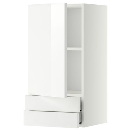 Навесной шкаф с дверцей, 2 ящика МЕТОД / МАКСИМЕРА, белый, Рингульт белый
