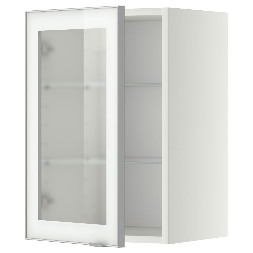 Навесной шкаф с полками, стекляными дверцы МЕТОД, белый, Ютис матовое стекло - схема-чертеж с размерами