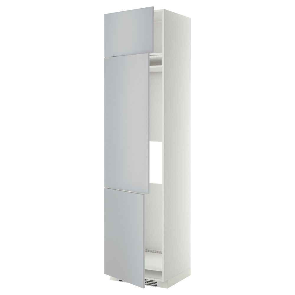 Высокий шкаф для холодильника или морозильника, с 3 дверями МЕТОД, белый, Веддинге серый - схема-чертеж с размерами