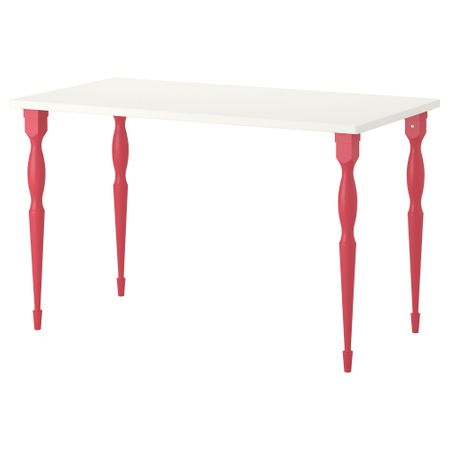 Стол ХИССМОН / НИПЕН, белый, красный (120x60 см)