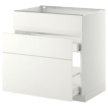Напольный шкаф под мойку + 3 фронтальных панели/2ящ, белый/Хэггеби белый 80x60 см IKEA METOD МЕТОД / MAXIMERA МАКСИМЕРА
