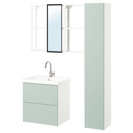 Ванная, белый, бледный серо-зеленый, 64x43x65 см IKEA BEGIVENHET БЕГИВЕНХЕТ 195.475.33