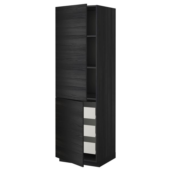Высокий шкаф + полки, 3 ящика, 2 дверцы МЕТОД / ФОРВАРА, черный, Тингсрид черный - схема-чертеж с размерами