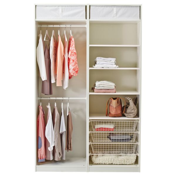 Гардероб ПАКС, белый, Фэрвик белое стекло (150x66x236 см) - схема-чертеж с размерами