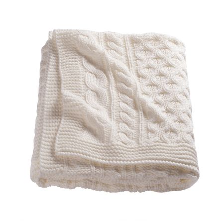 Плед, вязаный/белый с оттенком 120x180 см IKEA VIVIANNA ВИВИАННА 704.295.88