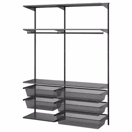 BOAXEL Гардероб, комбинация - антрацит/металлический 145x40x201 см