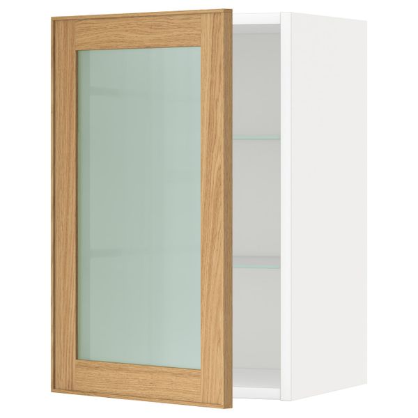 Навесной шкаф с полками, стекляными дв, белый/Экестад дуб 40x60 см IKEA METOD МЕТОД 492.258.28 - схема-чертеж с размерами