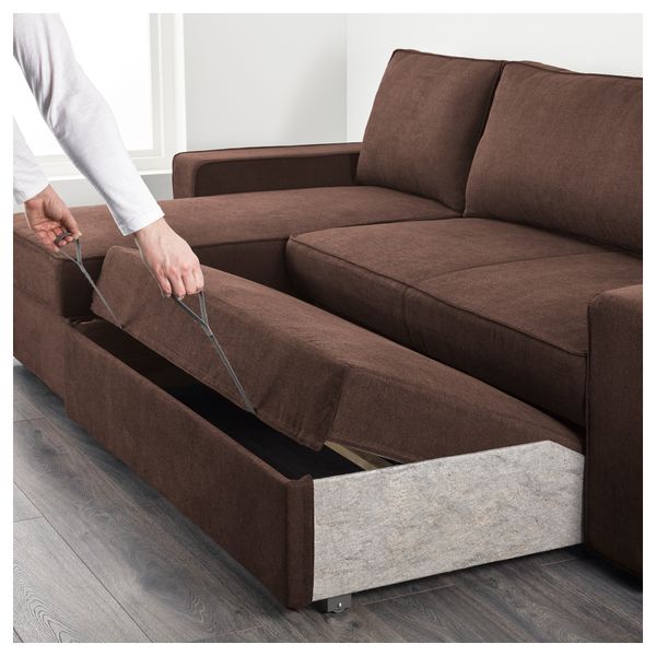 Диван-кровать с козеткой ВИЛАСУНД, Бурред темно-коричневый - фото 2