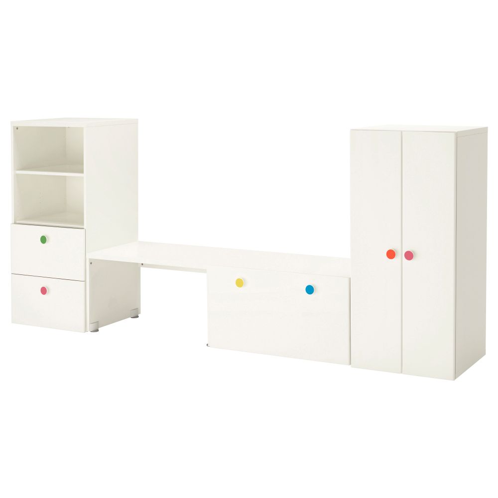 Комбинация для хранения со скамьей СТУВА / ФОЛЬЯ, белый (300x50x128 см) - фото 1