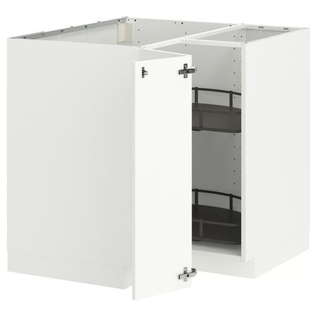METOD Угловой напольн шкаф с вращающ секц - белый/Ringhult белый 88x88 см