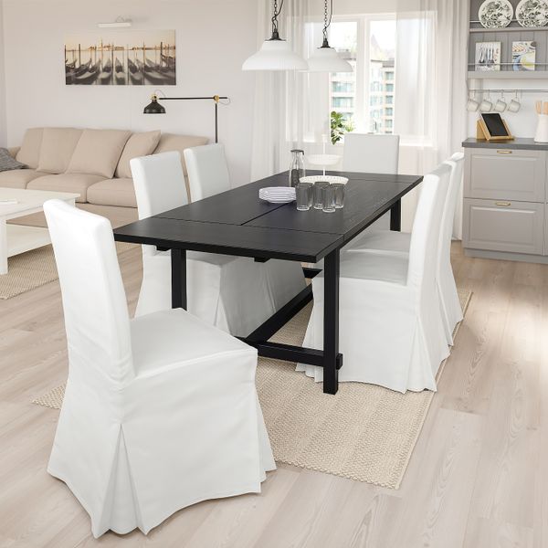 Стол и 4 стула, черный, Блекинге белый, 152/223x95 см IKEA НОРДВИКЕН / ХЕНРИКСДАЛЬ 993.051.63 - схема-чертеж с размерами