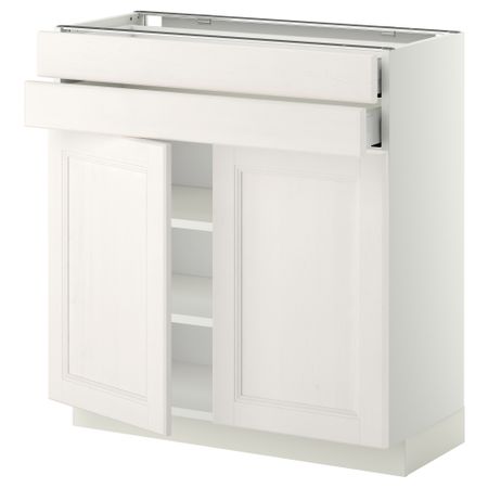 Напольный шкаф, 2 дверцы, 2 ящика МЕТОД / МАКСИМЕРА, белый, Лаксарби белый