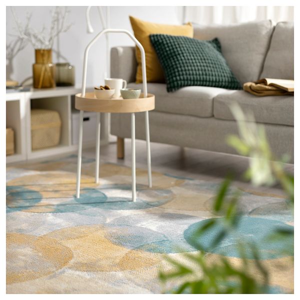 Ковер, короткий ворс, 160x230 см, орнамент-круги, светло-бежевый IKEA UTTAG 305.659.07 - фото 4