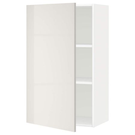 Шкаф навесной с полкой, белый/Рингульт светло-серый 60x100 см IKEA METOD МЕТОД 992.322.56