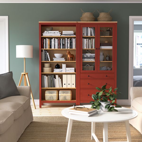 Стеллаж, красная морилка светло-коричневая морилка, 90x197 см IKEA HEMNES ХЕМНЭС 105.306.31 - фото 5