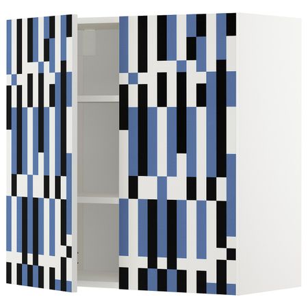 Навесной шкаф с полками/2дверцы, белый, Иттербин с печатным рисунком 80x80 см IKEA МЕТОД 192.870.59