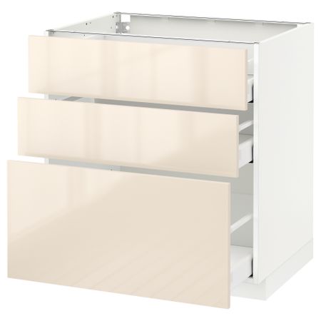 Напольный шкаф с 3 ящиками МЕТОД / МАКСИМЕРА, белый, Рингульт кремовый