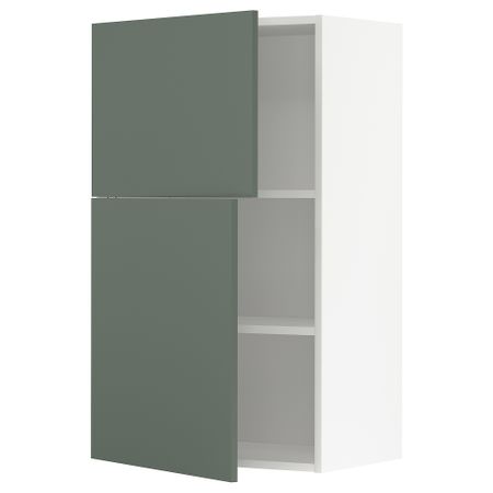 Навесной шкаф с полками, 2 дверцы, белый, Bodarp серо-зеленый, 60x100 см IKEA METOD МЕТОД 194.646.84