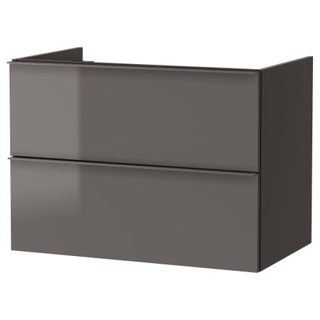 Шкаф для раковины с 2 ящиками, 80x47x58 см, глянцевый серый IKEA GODMORGON ГОДМОРГОН 801.809.93