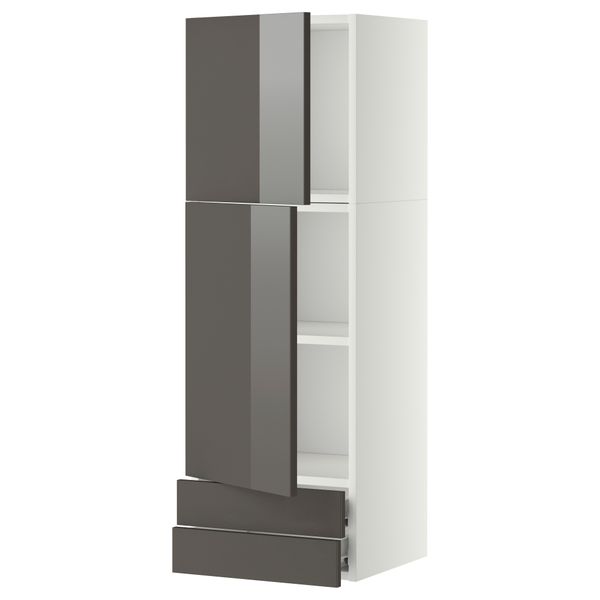 Навесной шкаф, 2 дверцы, 2 ящика МЕТОД / ФОРВАРА, белый, Рингульт серый - фото 1