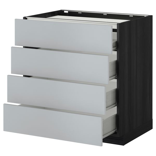 Напольный шкаф, 4 фронтальных панели, 4 ящика МЕТОД / ФОРВАРА, черный, Веддинге серый - схема-чертеж с размерами