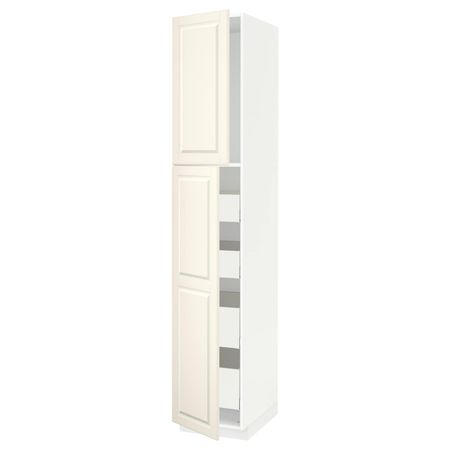 Высокий шкаф/2дверцы/4ящика, белый/Будбин белый с оттенком 40x60x220 см IKEA METOD МЕТОД / MAXIMERA МАКСИМЕРА 394.471.65