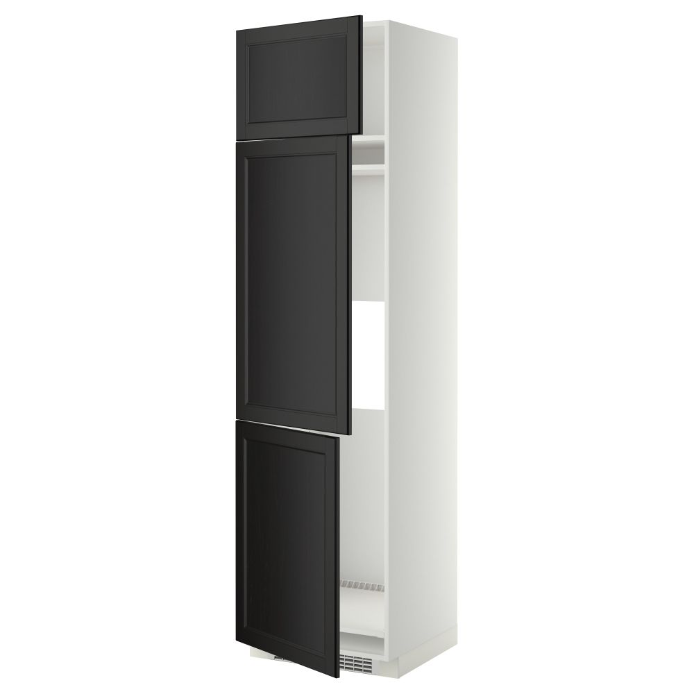 Высокий шкаф для холодильника или морозильника, с 3 дверями МЕТОД, белый, Лаксарби черно-коричневый - схема-чертеж с размерами