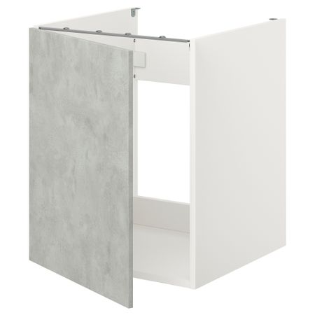 Напольный шкаф для раковины,с дверью, 60x62x75 см, белый, под бетон IKEA BEGIVENHET БЕГИВЕНХЕТ 593.209.57