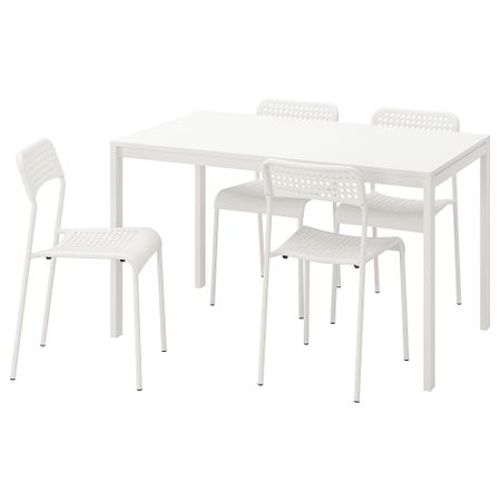 Стол и 4 стула, белый, 125 см IKEA MELLTORP МЕЛЬТОРП, ADDE АДДЕ 990.143.76