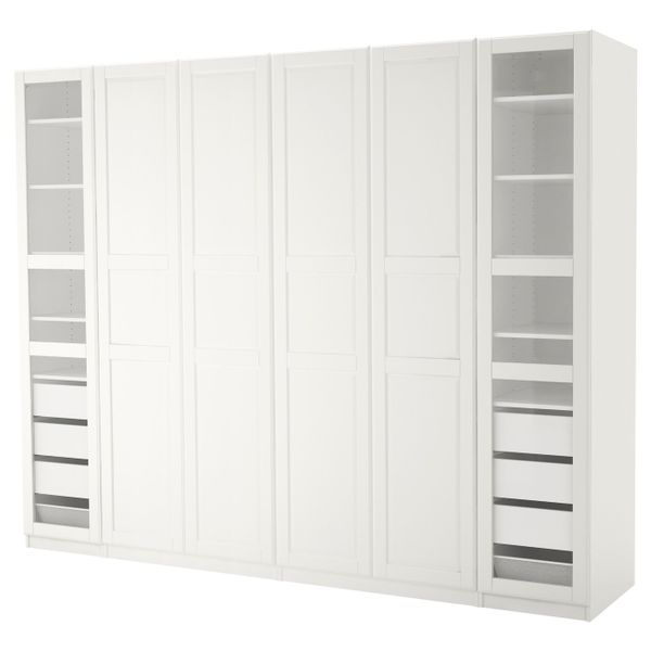 Гардероб, белый Тисседаль, Тисседаль стекло, 300x60x236 см IKEA ПАКС 092.488.17 - схема-чертеж с размерами