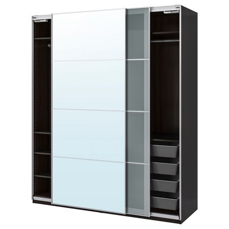 Гардероб, под мореный ясень, черно-коричневый, Аули Сэккен, 200x66x236 см IKEA ПАКС 993.056.48