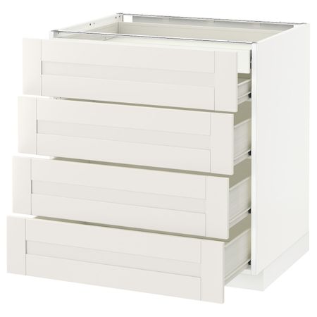 Напольный шкаф 4 фронтальных, 2 низких, 3 средних ящ, белый/Сэведаль белый 80x60 см IKEA МЕТОД / ФОРВАРА 192.654.39