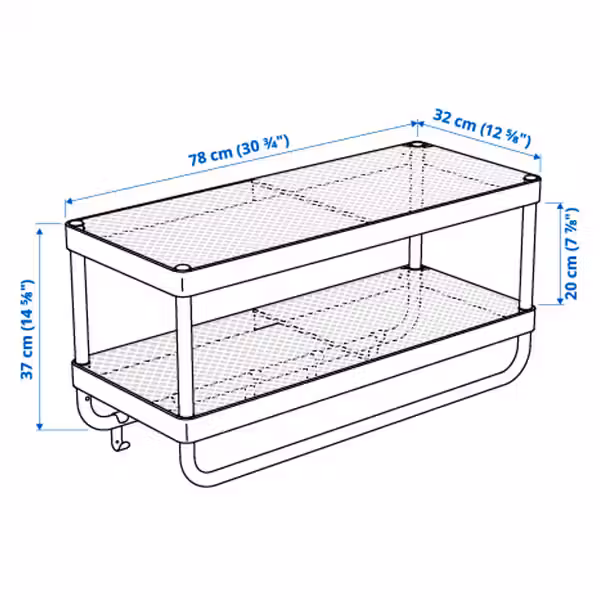 MACKAPÄR Вешалка - белый 78 см - схема-чертеж с размерами
