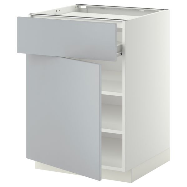 Напольный шкаф для варочной панели, ящик, полка, дверцы МЕТОД / ФОРВАРА, белый, Веддинге серый - фото 1
