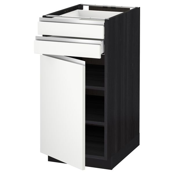 Напольный шкаф с дверцей, 2 ящиками МЕТОД / МАКСИМЕРА, черный, Нодста белый - схема-чертеж с размерами