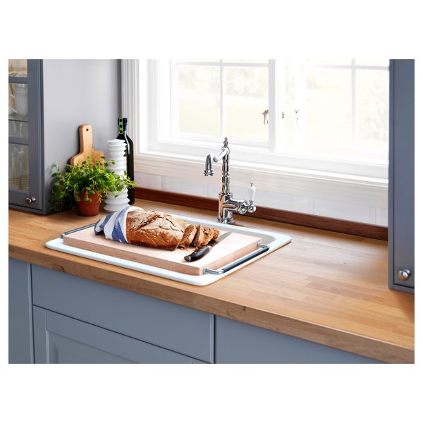 Доска разделочная ДУМШЁ, бук, нержавеющ сталь (52x29 см) - схема-чертеж с размерами