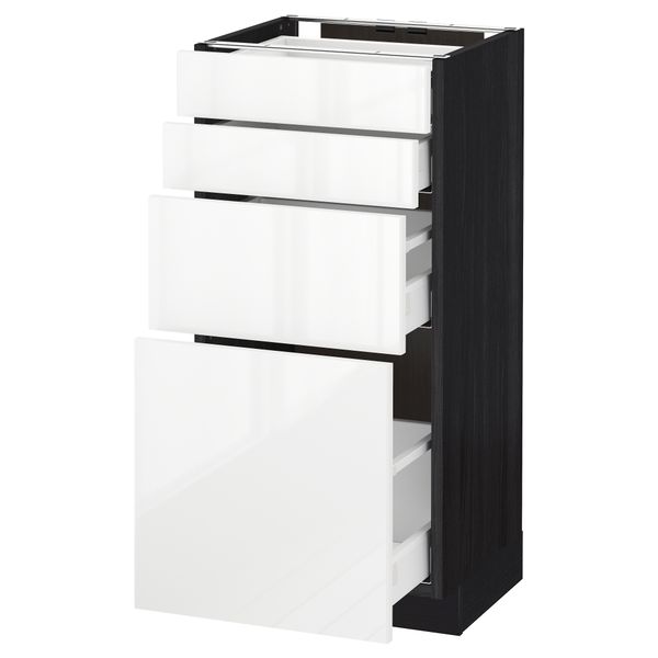 Напольный шкаф 4 фронтальных панели, 4 ящика МЕТОД / МАКСИМЕРА, черный, Рингульт белый - схема-чертеж с размерами